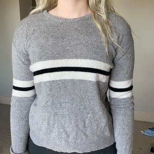 brandy melville grey w white and black sweater